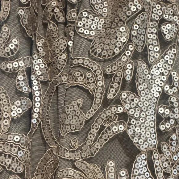 Tadashi Shoji Gold Lace Wedding Dress - Picture 4 of 16